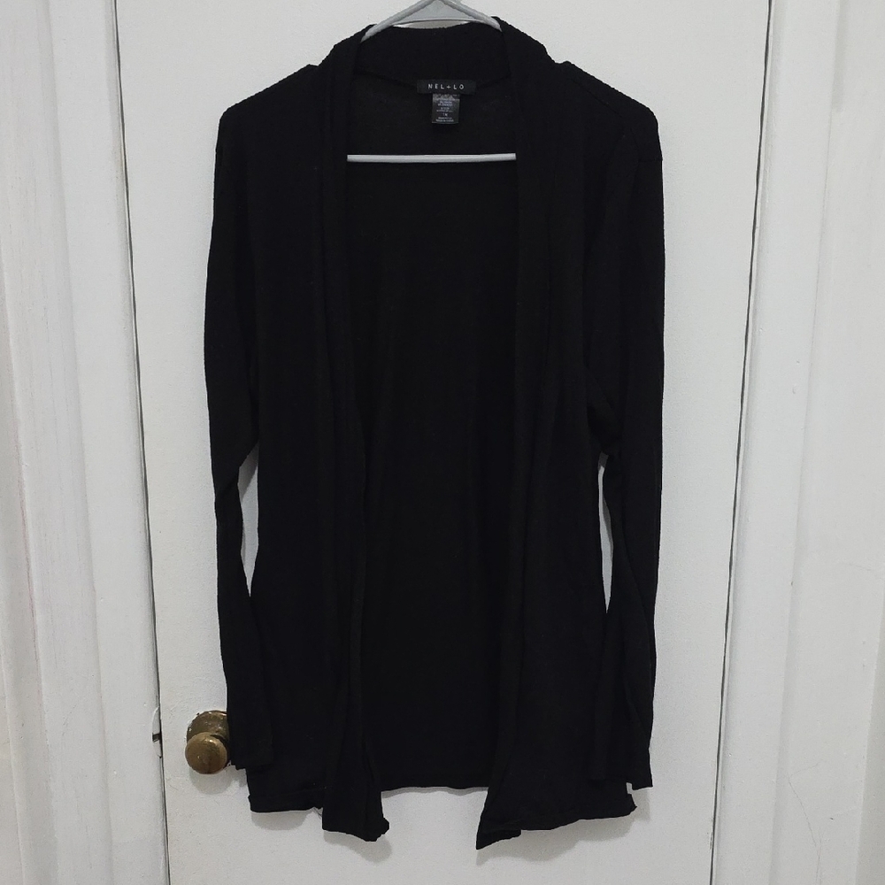 Black Open-Front Women's Cardigan Sweater